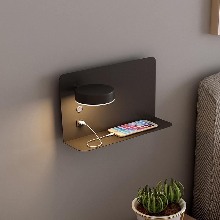 Rowan - LED-Nachttisch-Wandlampe mit USB-Ladegerät